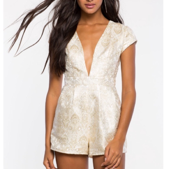 Dresses & Skirts - Paisley deep v gold romper playsuit Zara Tobi lf