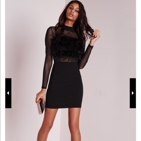 Missguided black feather Bodycon dress