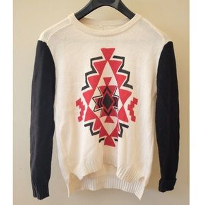 Aztec Print, Color Block Sweater