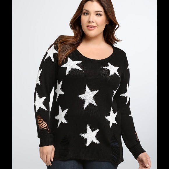 TORRID Shredded Stars Sweater