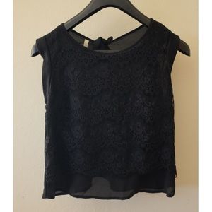 Lace Crop with Key Hole Tie Back