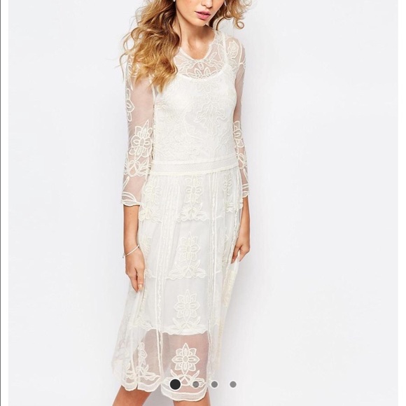 Navy London Placement Lace Midi Dress