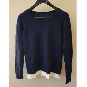 Navy Blue Knit with Crochet Ruffle