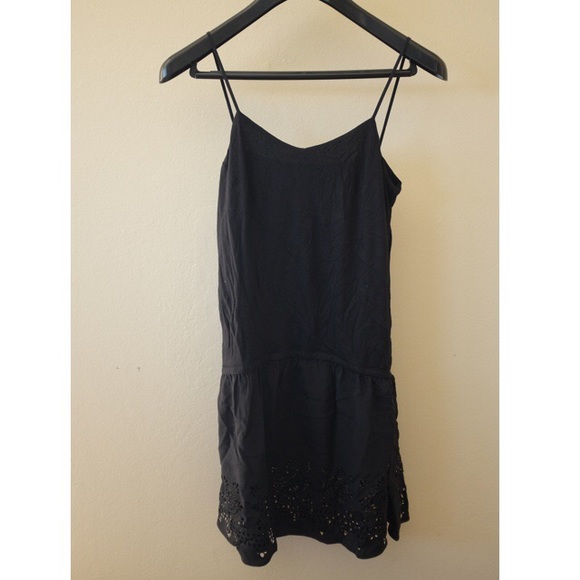 Black Crochet Fit and Flare Tank