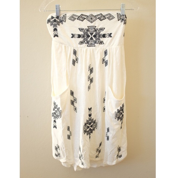 Strapless Black and White Aztec Dress