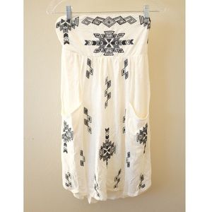 Strapless Black and White Aztec Dress