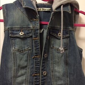 *NEW* Jean vest w/ grey hood
