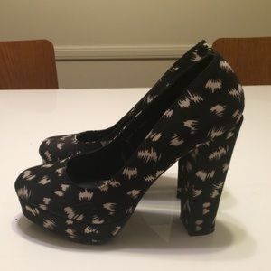 Black and cream heels