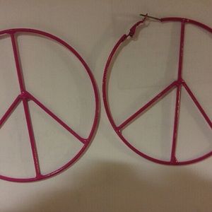 Large Peace sign hoop earrings