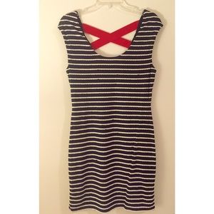 Guess Navy And White Scalloped dress
