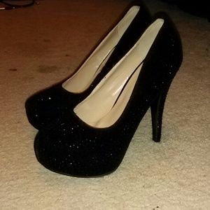 Black suede heels