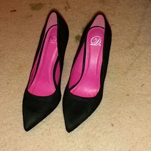 Black suede heels