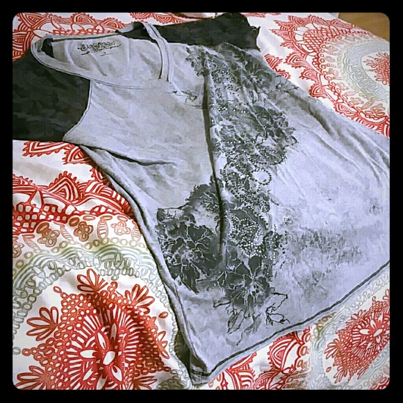 Lace sleeve T shirt with jewels