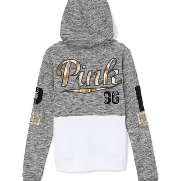 VICTORIA'S SECRET PINK HOODIE SEQUIN BLING SMALL
