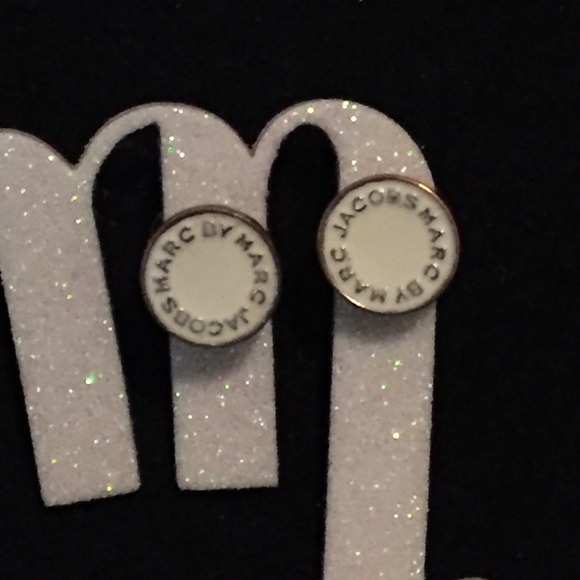 Marc by Marc Jacobs White disc Logo earrings
