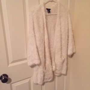 Fuzzy white cardigan