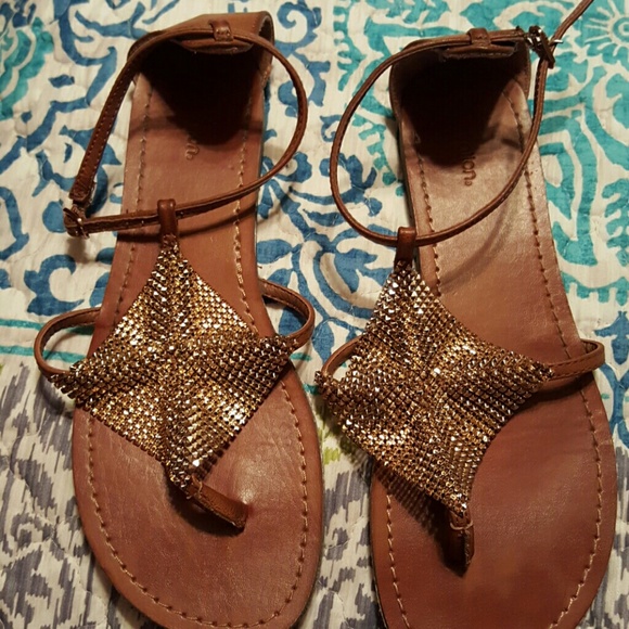 Gold and Brown Sandals