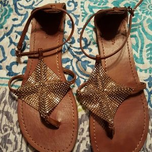 Gold and Brown Sandals