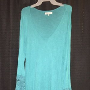 Indigo Soul turquoise long flowy shirt 2X