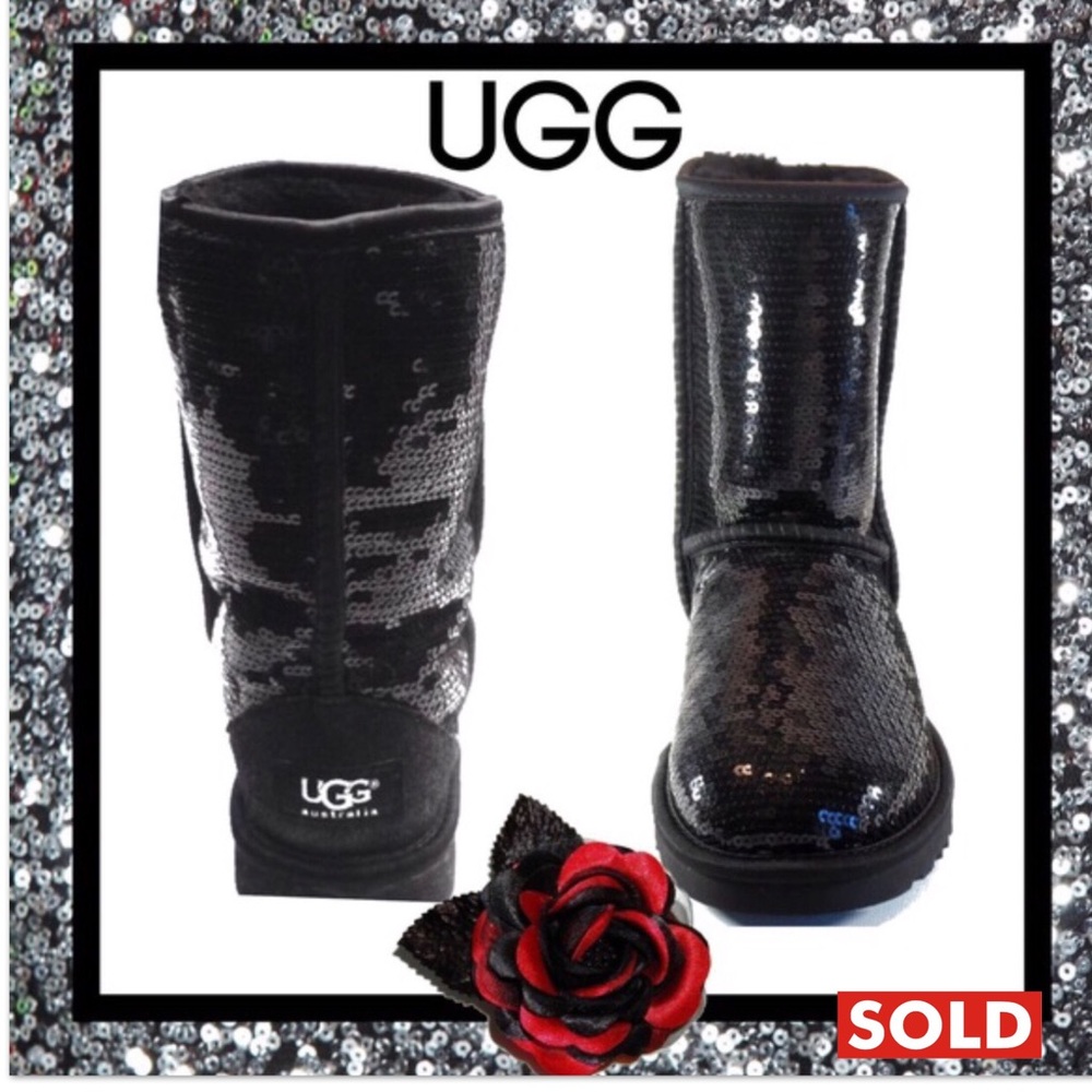 UGG Black Sequins Short Boots, Size7 - Picture 1 of 4