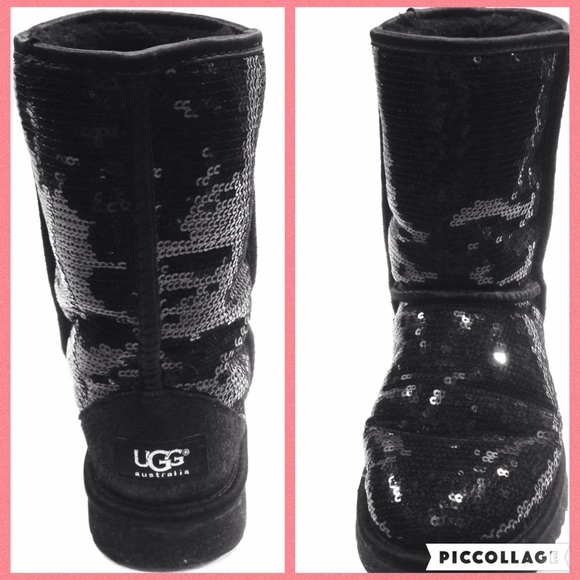 UGG Black Sequins Short Boots, Size7 - Picture 2 of 4