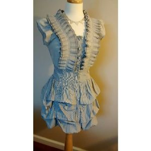 Pinstriped Blue and White Bubble Dress