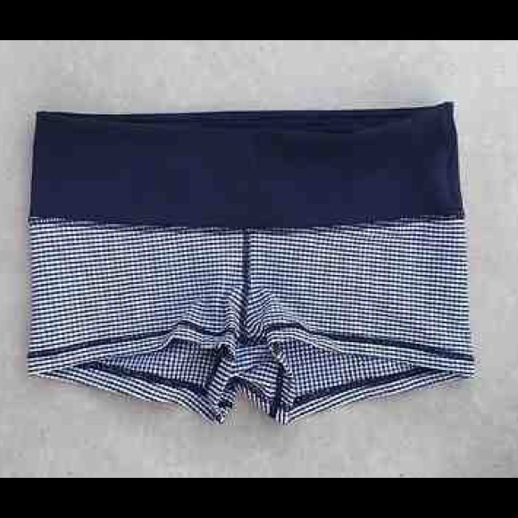 Blue and white lulu lemon boogie shorts