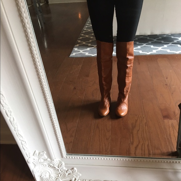 Knee high cognac boots