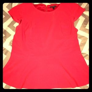 Coral Peplum top with Gold zipper back