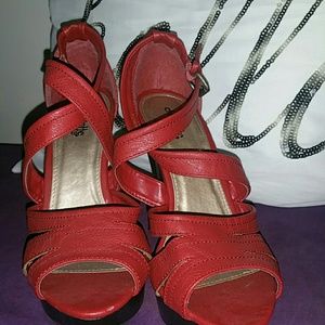 Super cute red wedge shoes