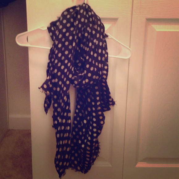 Cream and black polka dot scarf