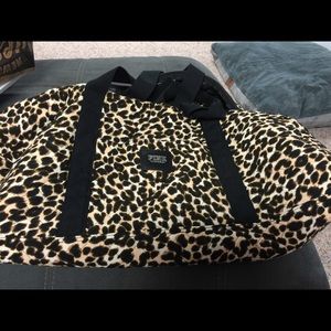 Vs pink XL quilted cheetah weekender duffle bag