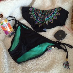 Tribal print bikini set.
