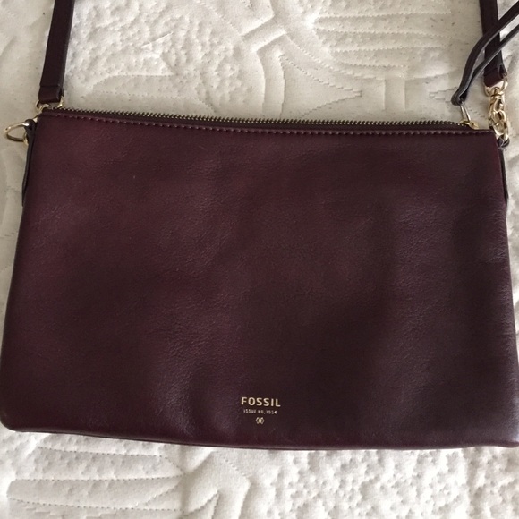 Burgundy fossil crossbody