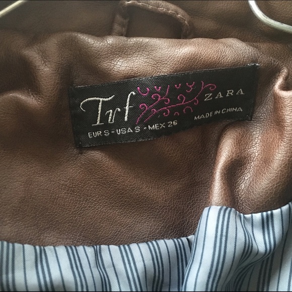 Zara brown faux leather jacket sz small - Picture 2 of 2