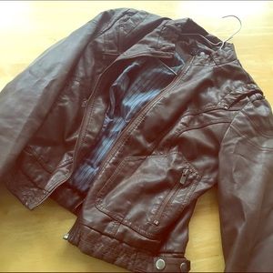Zara brown faux leather jacket sz small