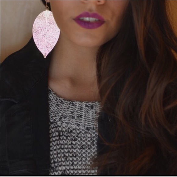 Metal Leaf Earrings - Picture 2 of 3