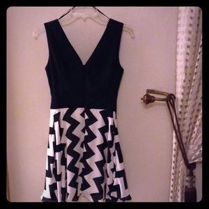 White and black cocktail dress