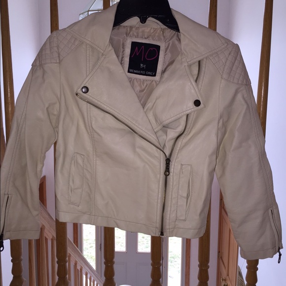 Never worn cream cropped vegan leather jacket