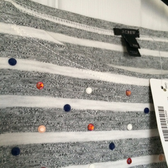 *SOLD in bundle* J.Crew embellished striped tee - Picture 2 of 2