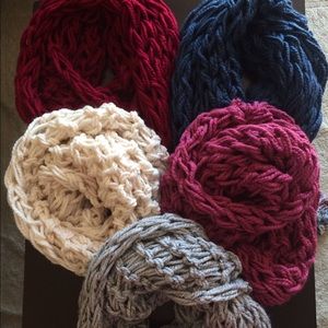 Handmade chunky-knit infinity scarves