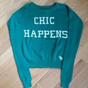 Abercrombie Fitch "Chic Happens" Green Sweater XS