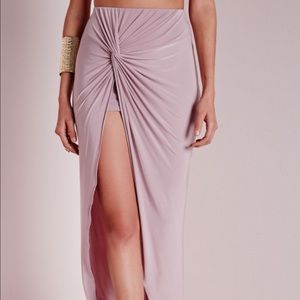 Missguided Knot Detail Maxi Skirt (Mauve)