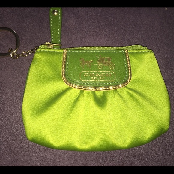 neon green coach purse