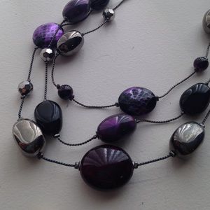 Purple n black bead necklace
