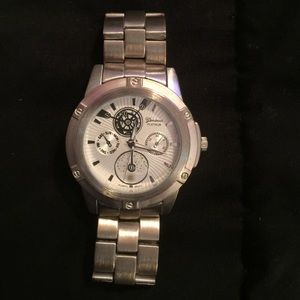 Stainless Steel Geneva Platinum men's wrist watch