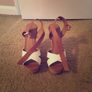 Tan & White Wedges