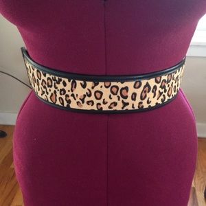 Real leopard print fur texture waist belt plus sz.