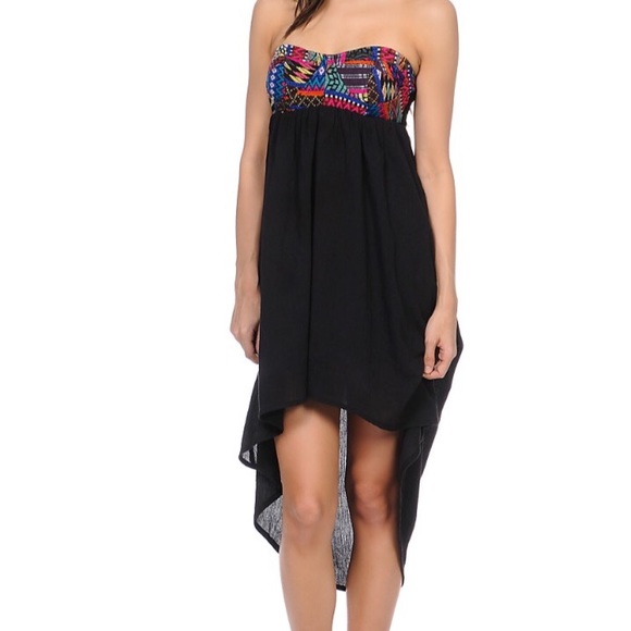 Billabong strapless high low dress size large