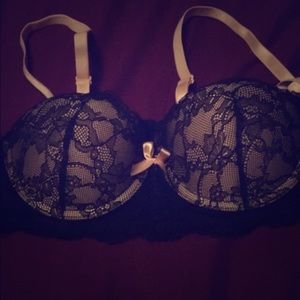 Black and pink lace bra